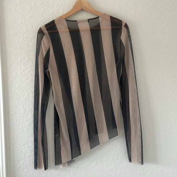 Zara Asymmetrical Mesh Long Sleeved Top Sz: M - Picture 2 of 6